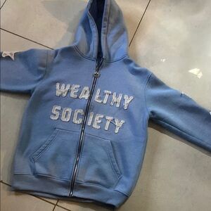 WEALTHY SOCIETY Blue Hoodie FOR MAN IN WOMAN size L and M